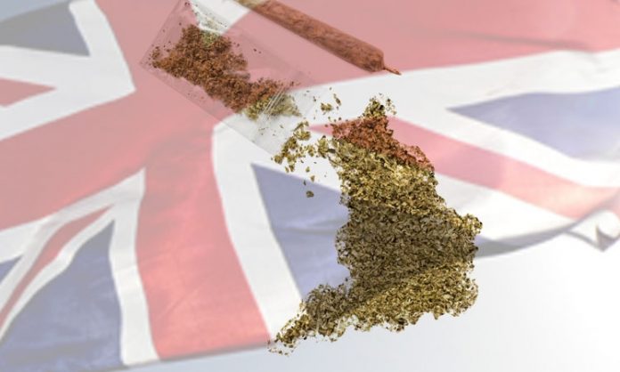 Marihuana ergibt den Umriss Englands